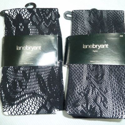 Lane Bryant Tights Black Lacy Net Fashion A/B (155-255 lb) set of 2